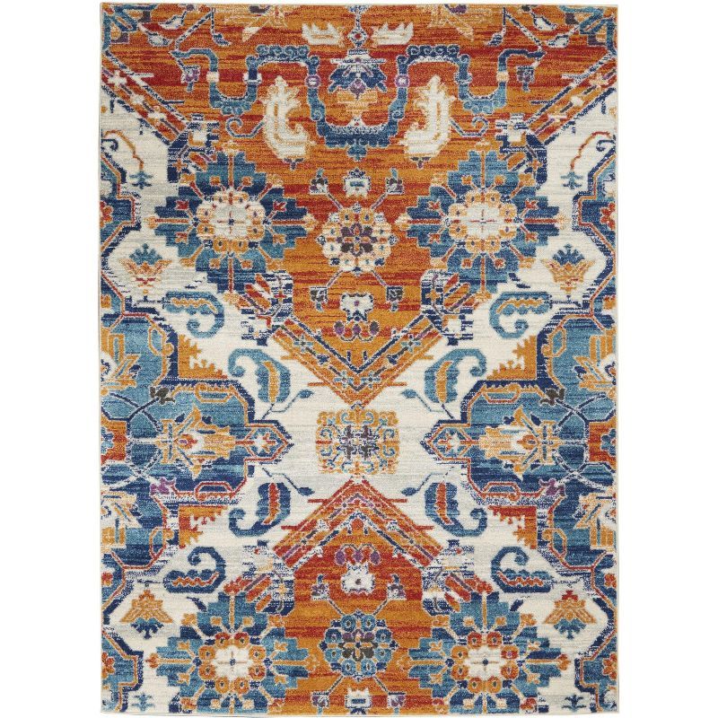 Handmade Orange Floral Synthetic 4' x 6' Rug