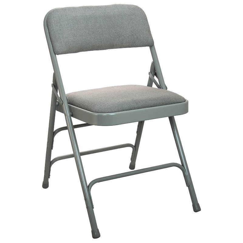 Gray Padded Metal Folding Chair with Fabric Seat