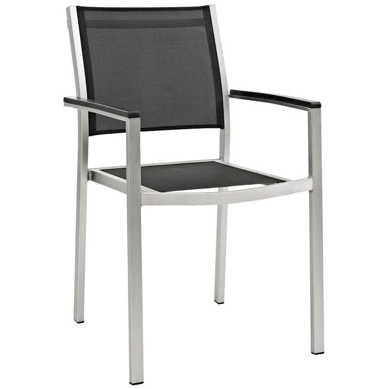 Silver Black Aluminum Mesh Outdoor Dining Chair
