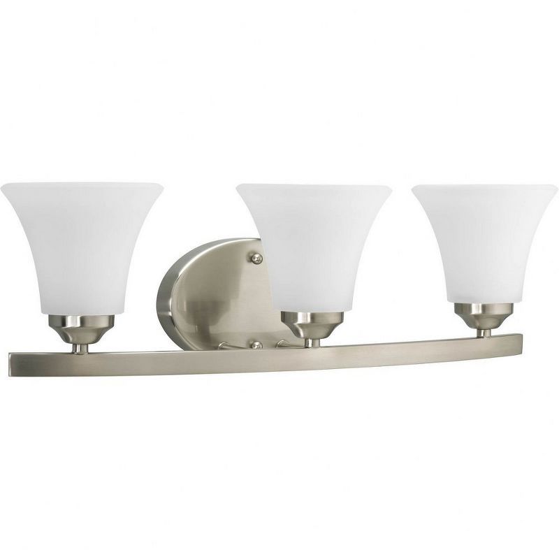 Brushed Nickel 3-Light Bath Fixture with Etched Glass Shades