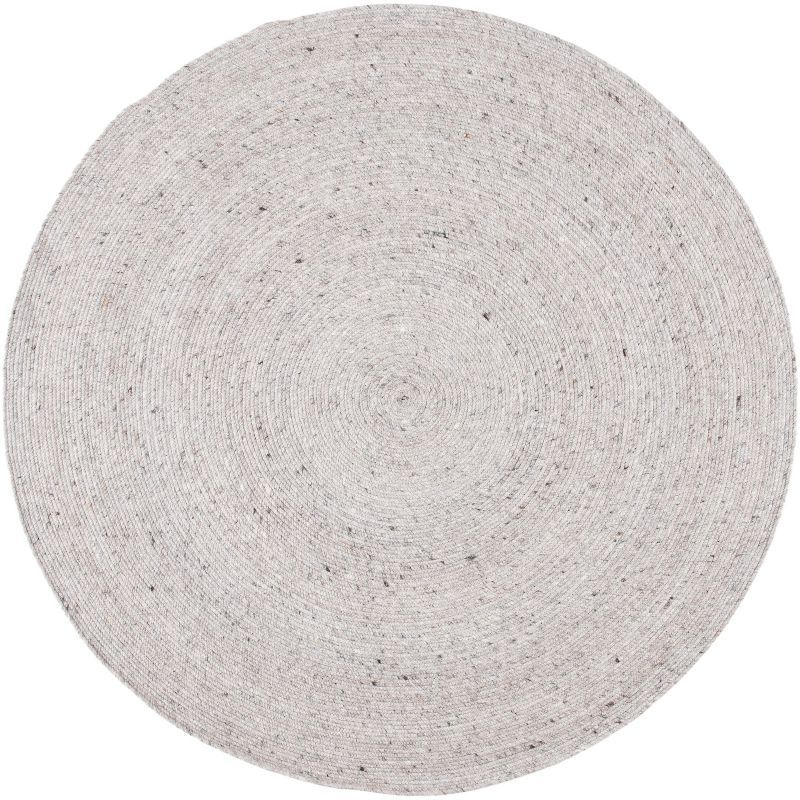 Gray Braided Handmade Reversible Wool Round Area Rug