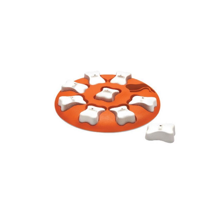 Orange and White Interactive Dog Treat Puzzle Dispenser