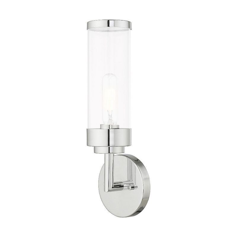 Polished Chrome Clear Glass Single Light Sconce