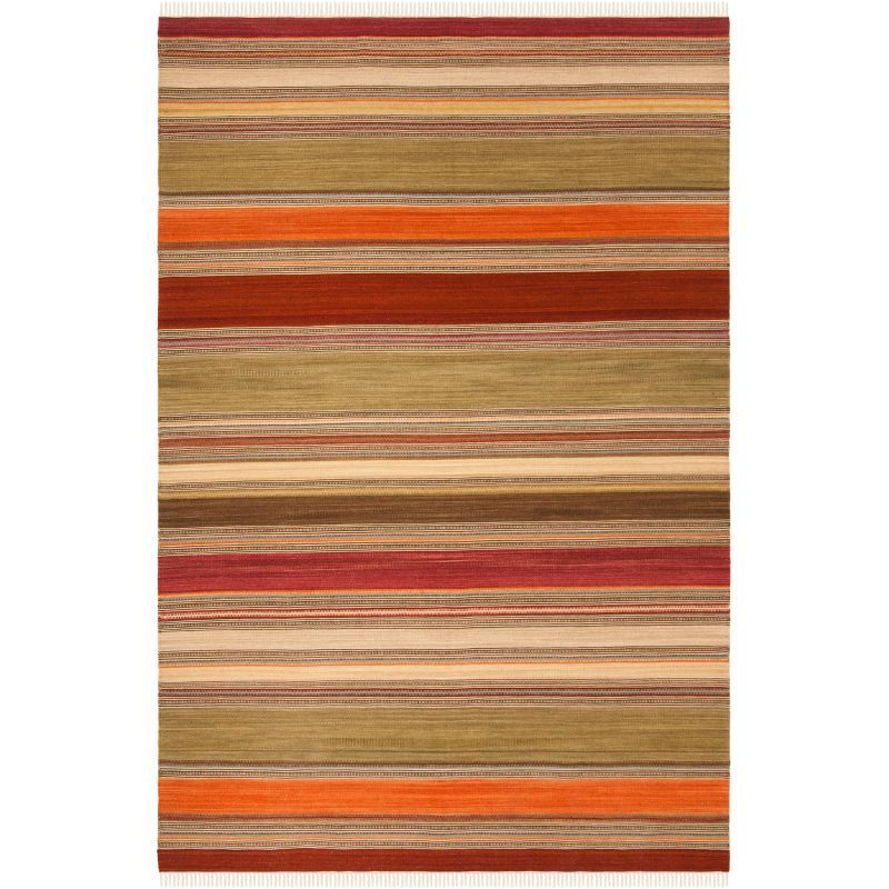 Handmade Striped Kilim 6' x 9' Wool and Synthetic Area Rug