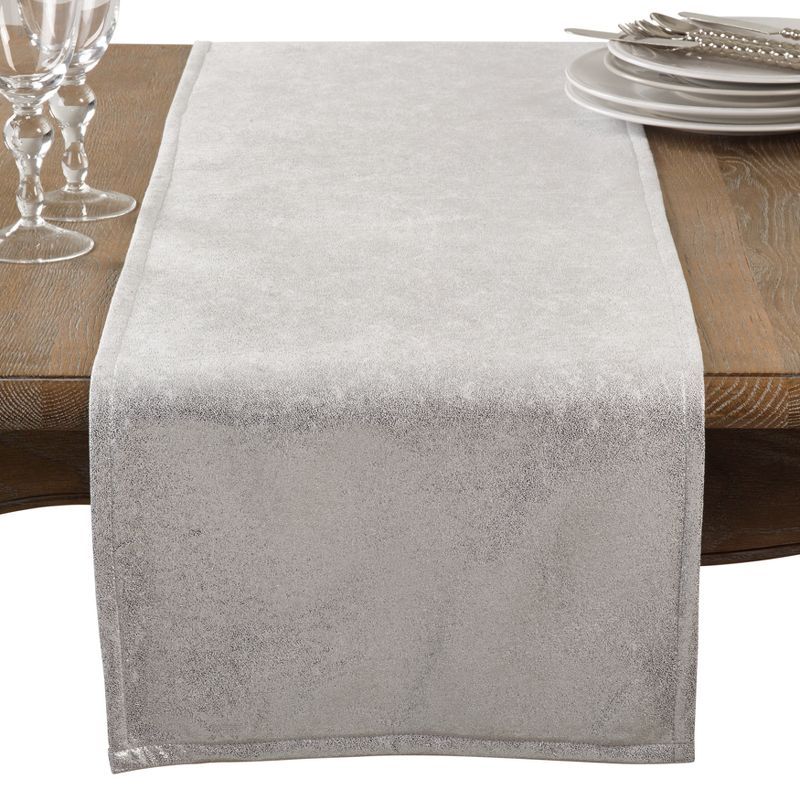 Silver Shimmer Polyester Winter Table Runner