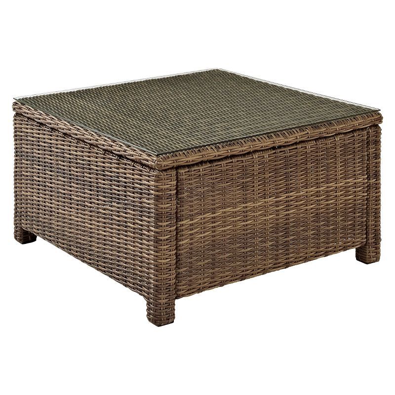 Bradenton Brown Wicker and Steel Square Coffee Table