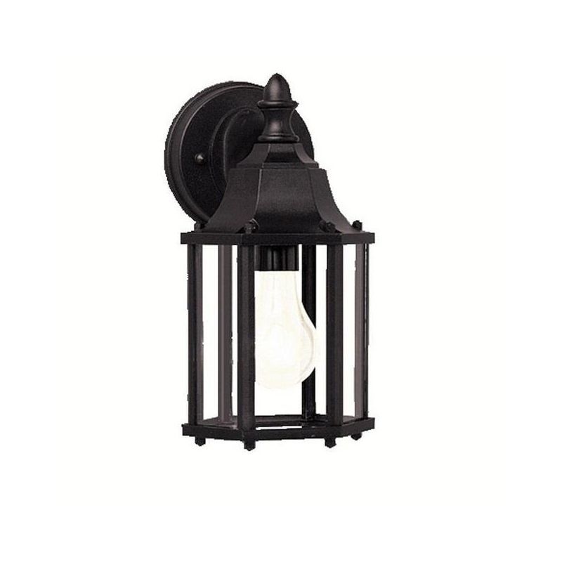 Black Traditional Outdoor Wall Lantern with Clear Glass