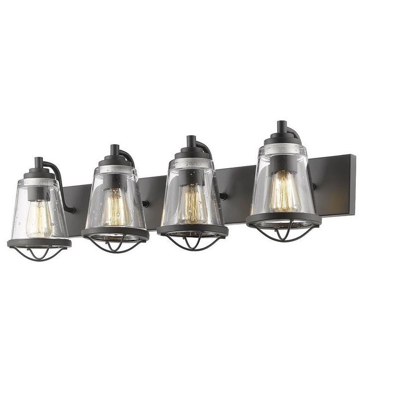 Bronze 4-Light Vanity Fixture with Seedy Glass Shades