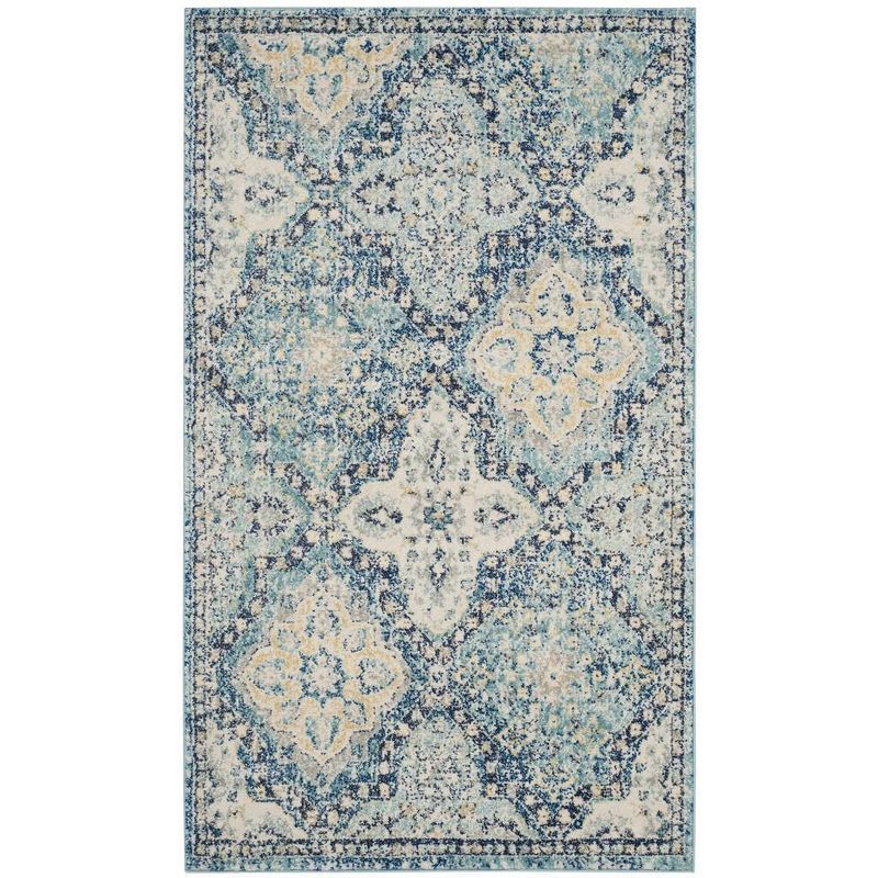 Serene Blue 5' x 7' Easy-Care Synthetic Rectangular Area Rug