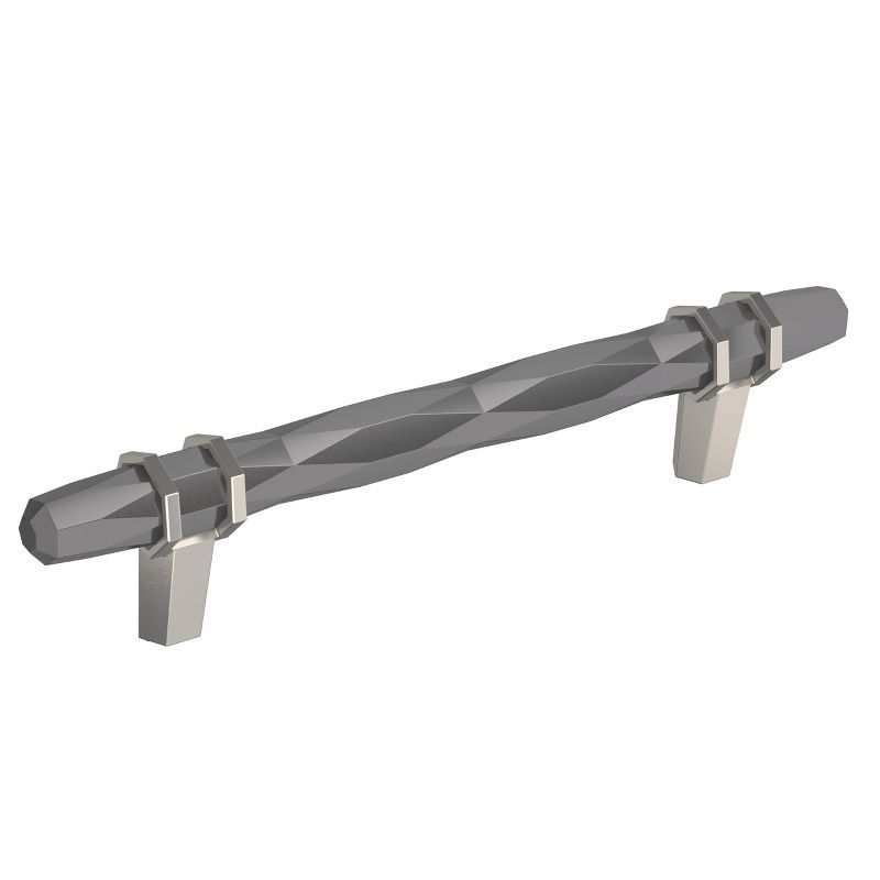 Modern Brushed Nickel and Black Cabinet Bar Pull