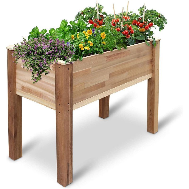 Elevated Cedar Wood Raised Garden Bed Planter Box