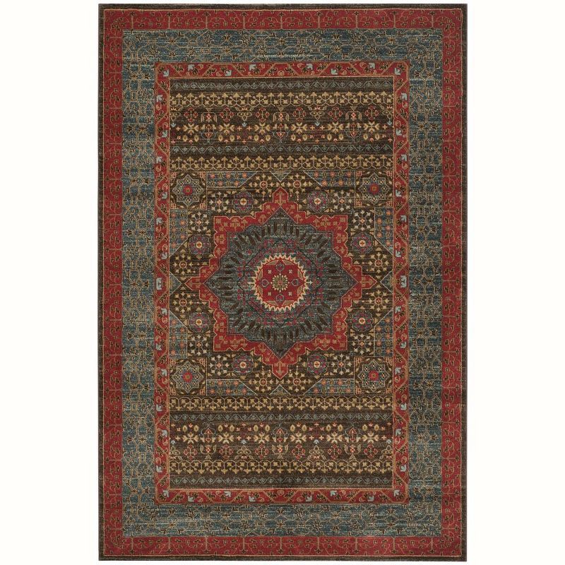 Rectangular Red Easy Care Stain-Resistant Area Rug