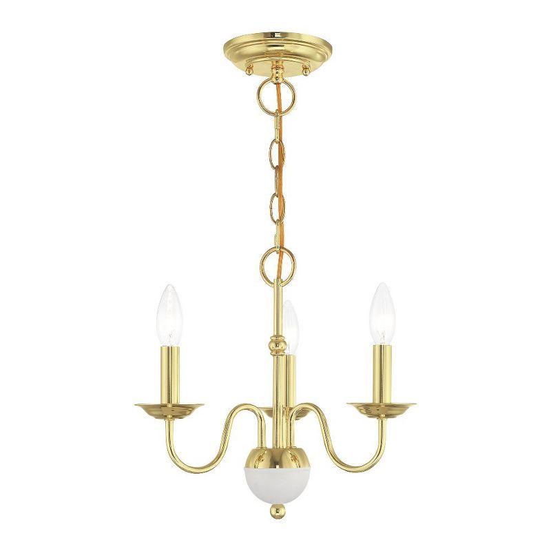 Elegant Windsor Polished Brass 3-Light Mini Chandelier with White Accents