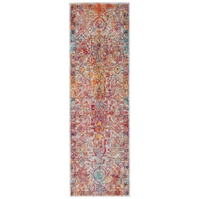 Elysian Light Blue & Orange Hand-Knotted Synthetic Runner Rug - 2'2" x 11'