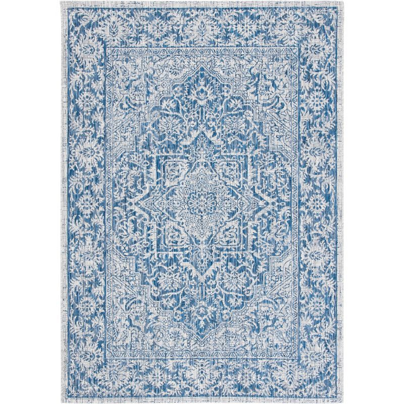 Modern Gray Synthetic 4'x5'7" Non-Slip Indoor/Outdoor Rug