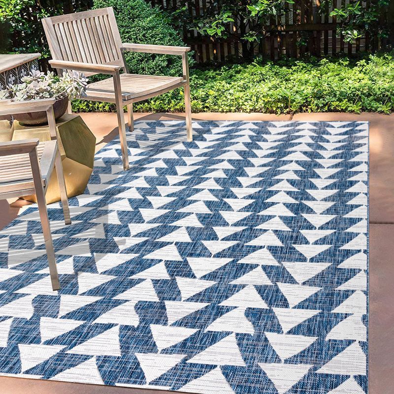 Andratx 8' x 10' Blue Geometric Synthetic Indoor/Outdoor Rug