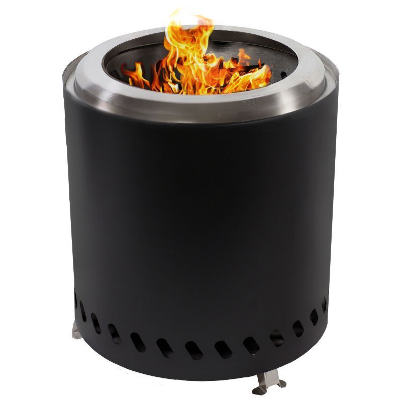 Compact Black Stainless Steel Tabletop Smokeless Fire Pit