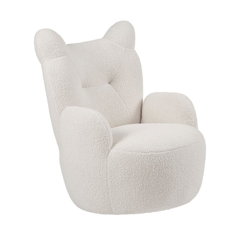 White Faux Shearling Teddy Bear Accent Armchair