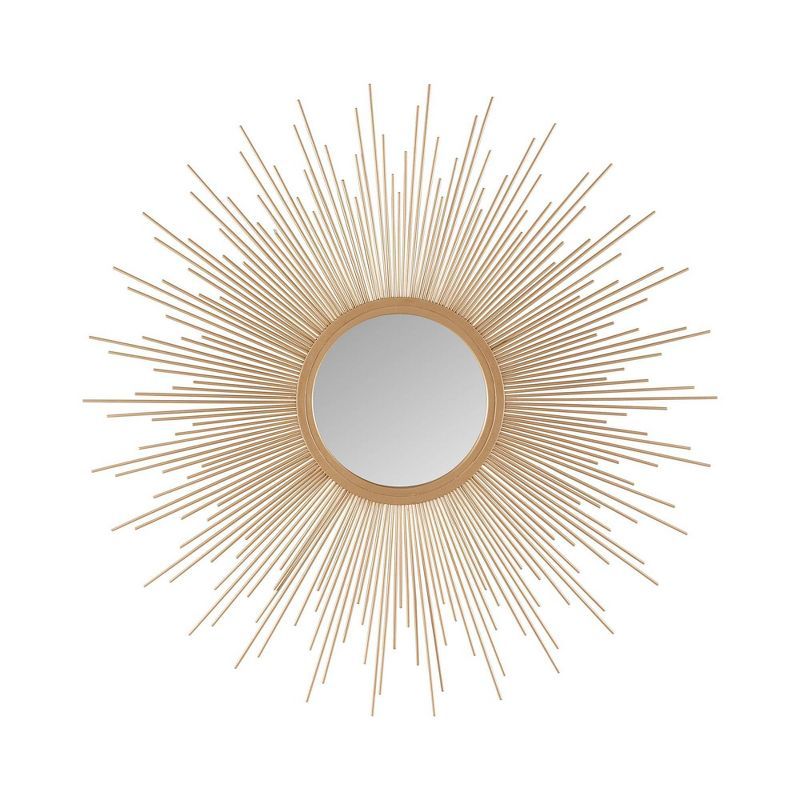 Gold Sunburst Round Wall Mount Decorative Mirror