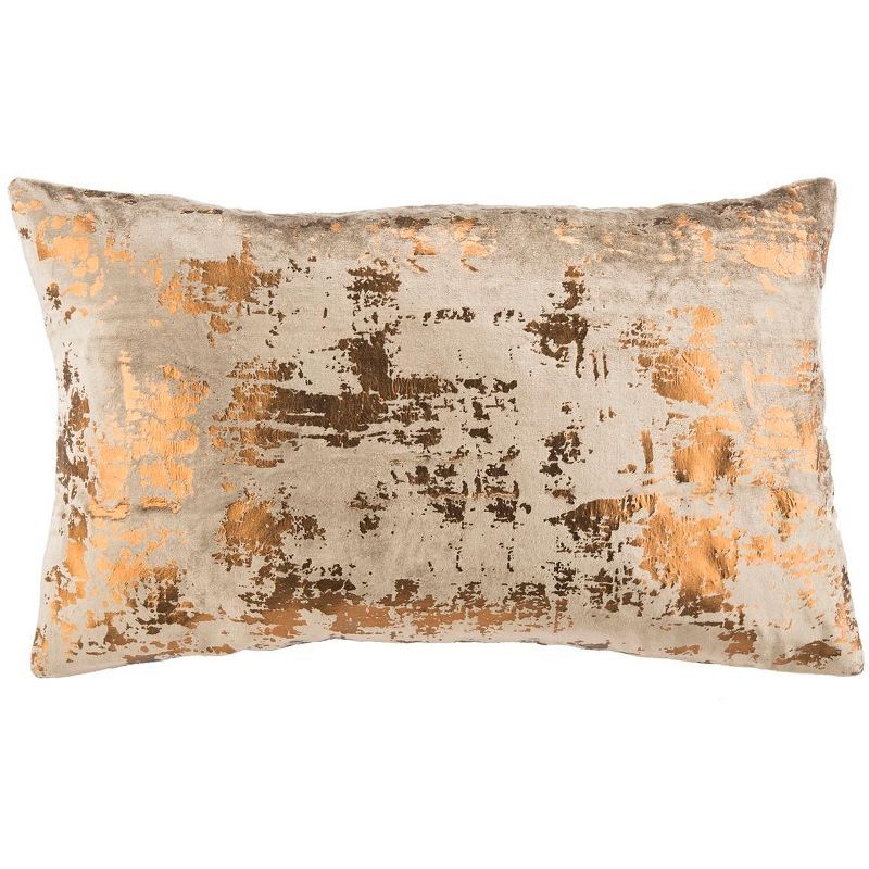 Edmee Metallic Brown Rectangular Throw Pillow