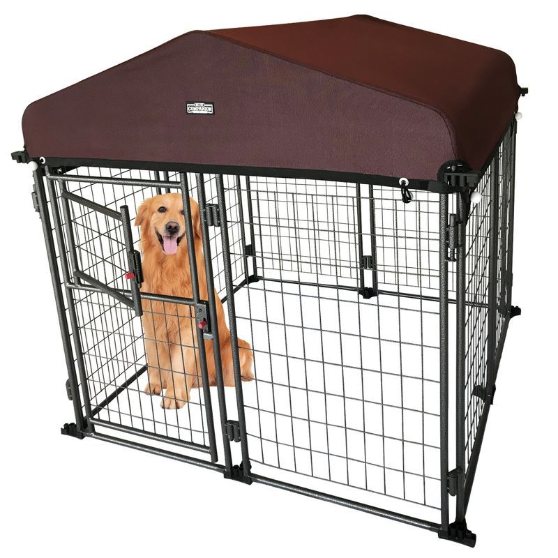 Black Steel Expandable Kennel with Detachable Cover