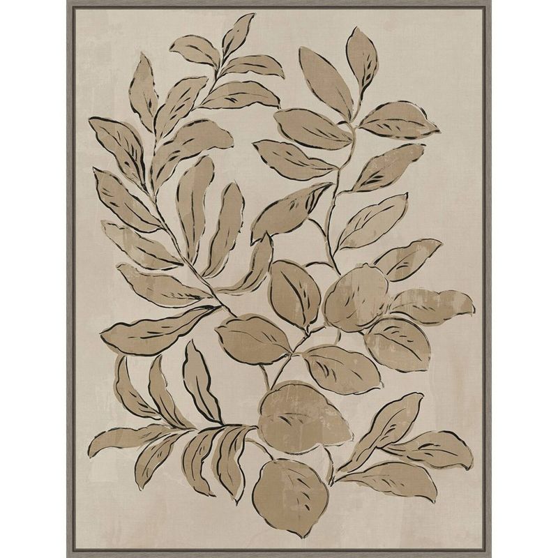 23" x 30" Sepia Botanical Sketch Framed Canvas Wall Art