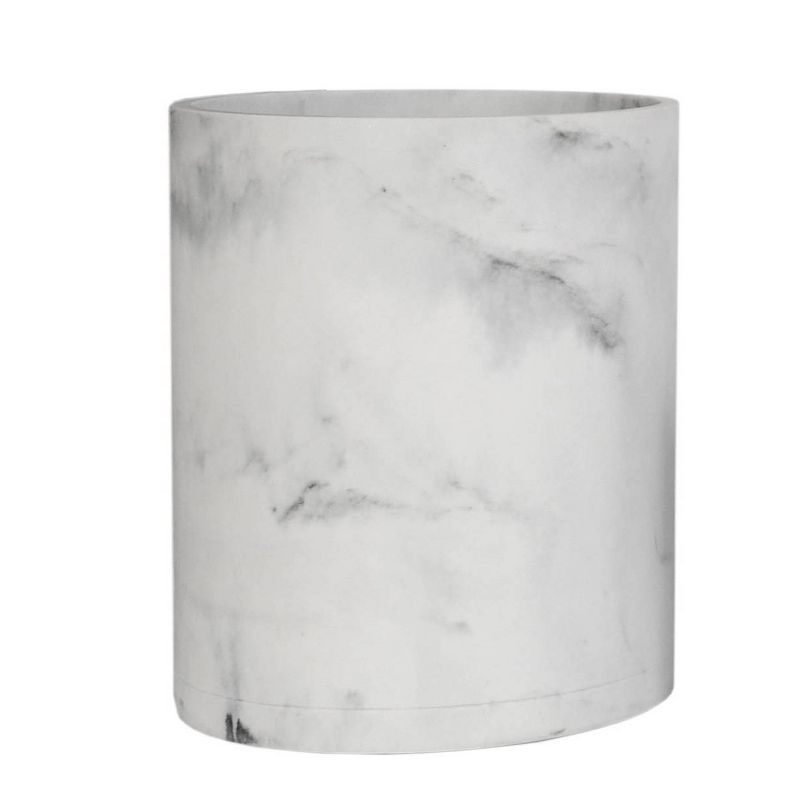 Michaelangelo White Faux Marble Resin Wastebasket