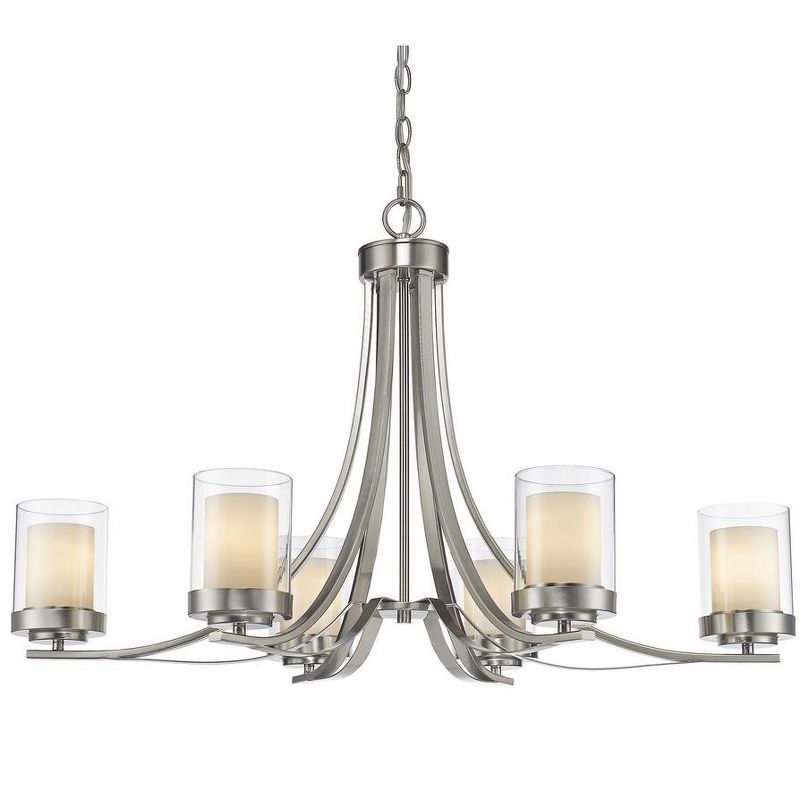 Willow Brushed Nickel 6-Light Chandelier with Clear and Matte Opal Glass