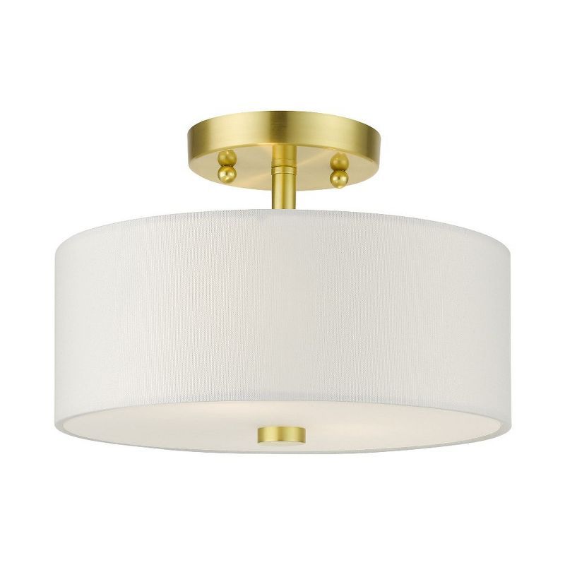 Satin Brass Modern Indoor/Outdoor Drum Semi-Flush Mount Light