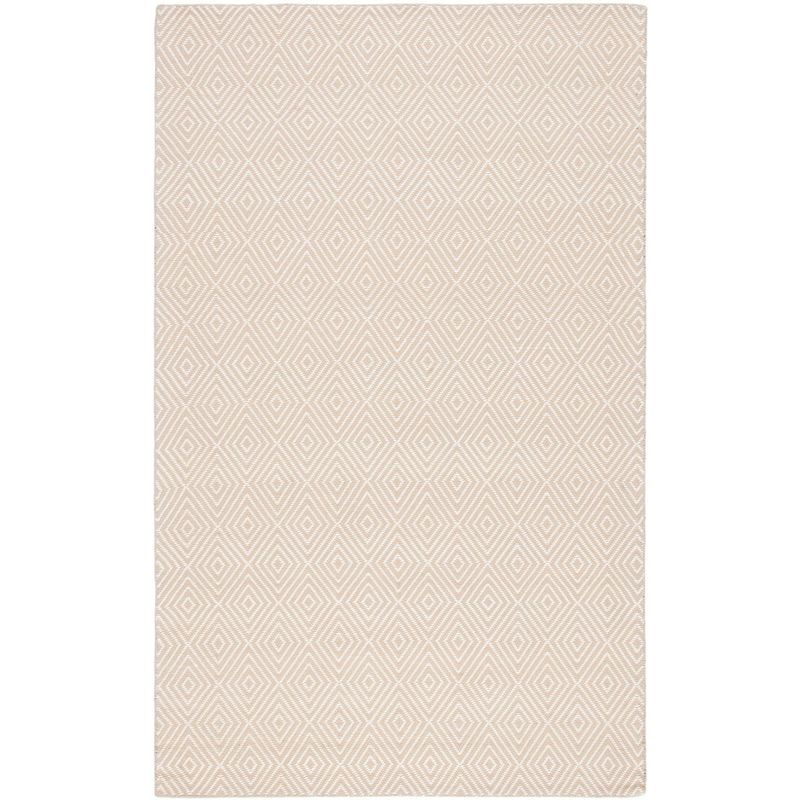 Beige and Ivory Rectangular Wool and Viscose Area Rug, 5' x 8'