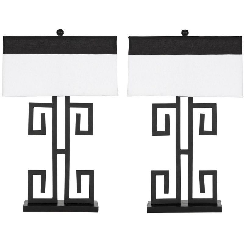 Greek Key Black and White 28-inch Table Lamp Set