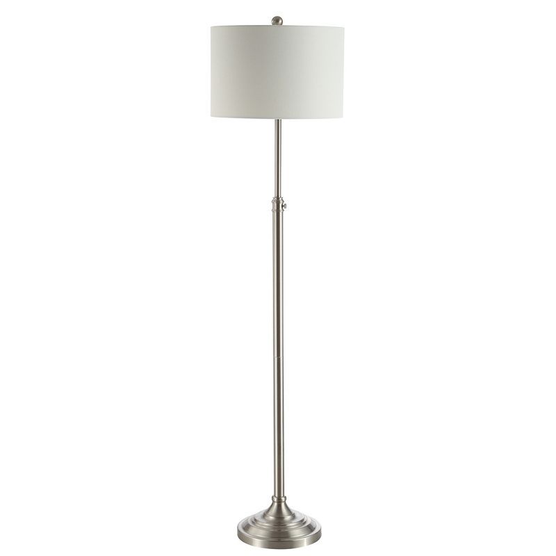 Leeland 62'' Adjustable Brush Nickel Floor Lamp with White Cotton Shade