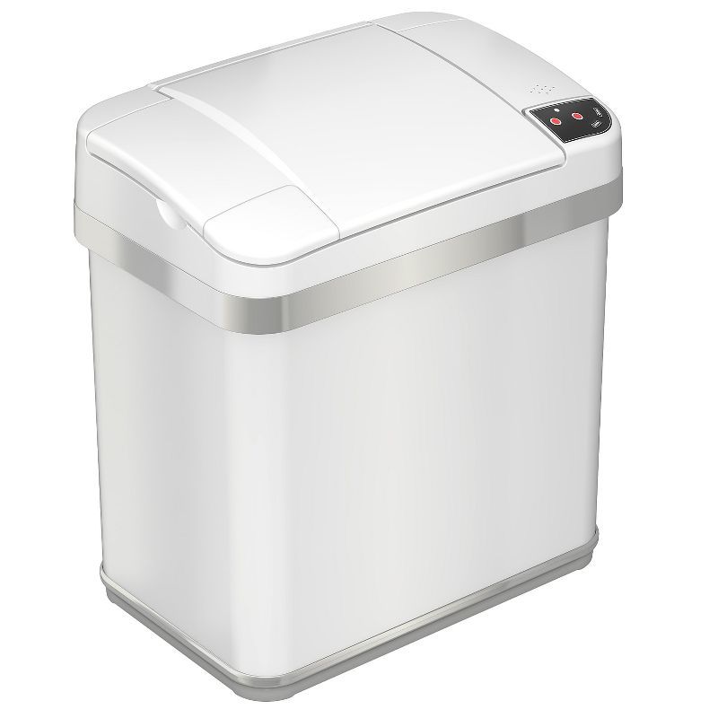 White Stainless Steel Touchless Sensor Kitchen Trash Can