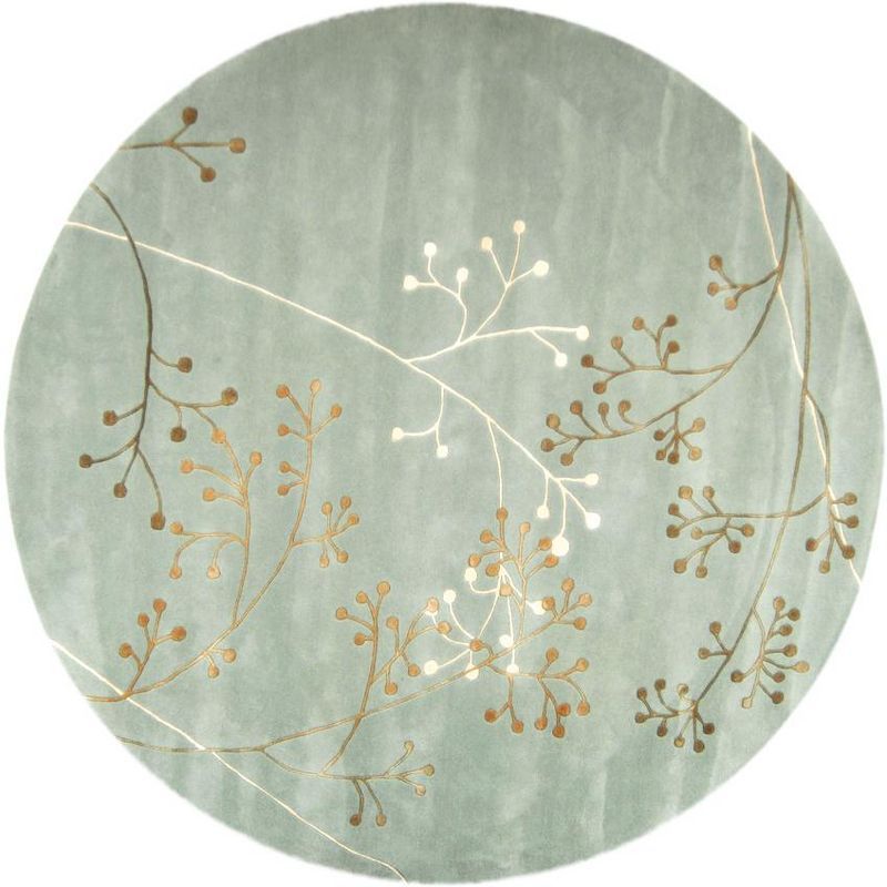 Handmade Light Blue Wool and Viscose Round Tufted Area Rug