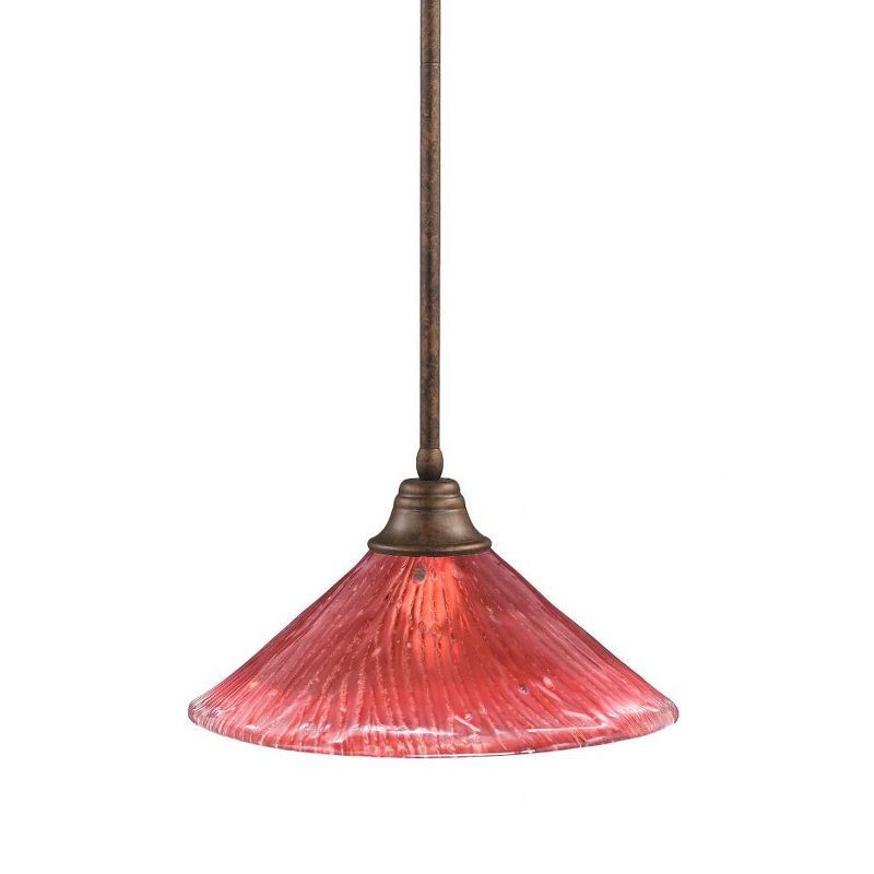 Bronze Mini Pendant Light with Raspberry Glass Shade