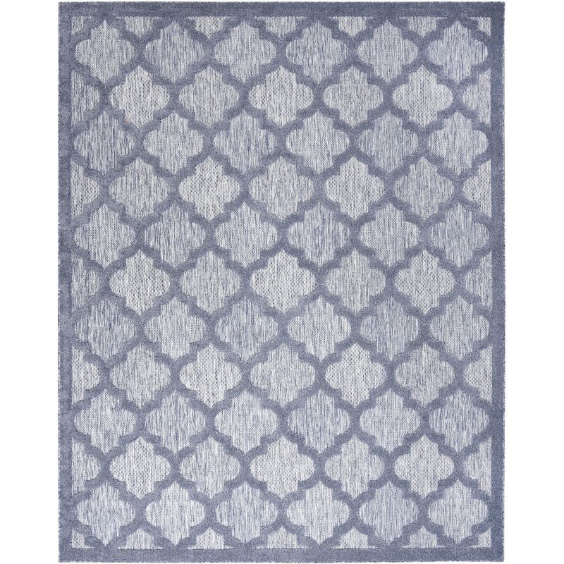 Denim Blue and White Synthetic Trellis Flat Woven Rug 7' x 10'