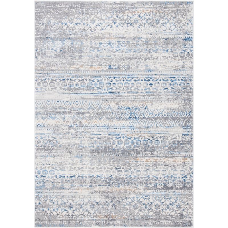 Ivory and Blue Reversible Flat Woven 8' x 10' Synthetic Rug