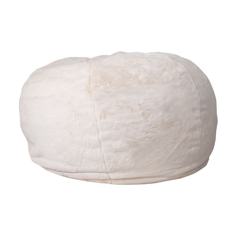 Oversized White Furry Bean Bag Chair with Removable Cover