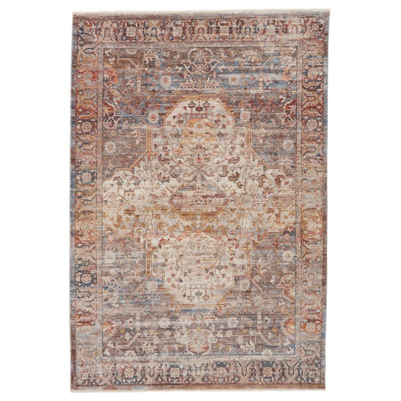 Reversible Blue Synthetic Medallion 8' x 10' Area Rug