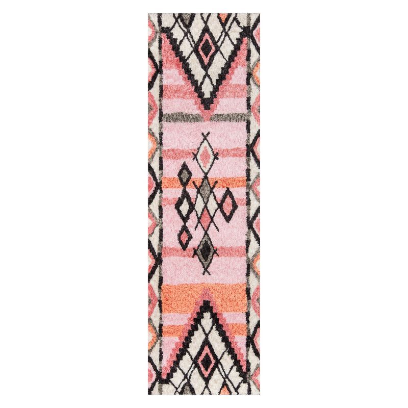 Margaux Red and Pink Geometric Tufted Runner Rug