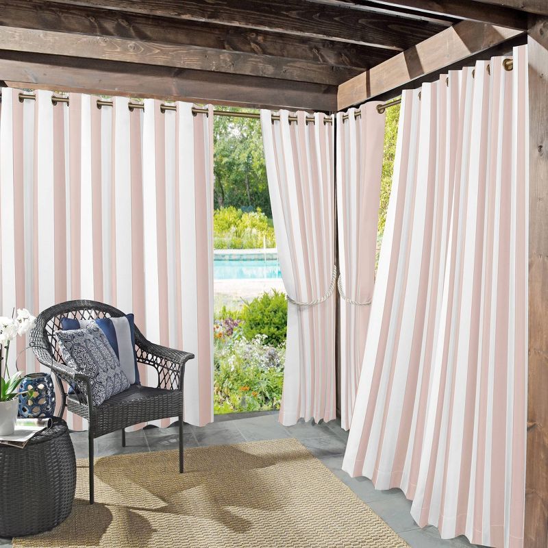 Rose Quartz Cabana Stripe Blackout Polyester Grommet Curtain Panel, 95" x 54"