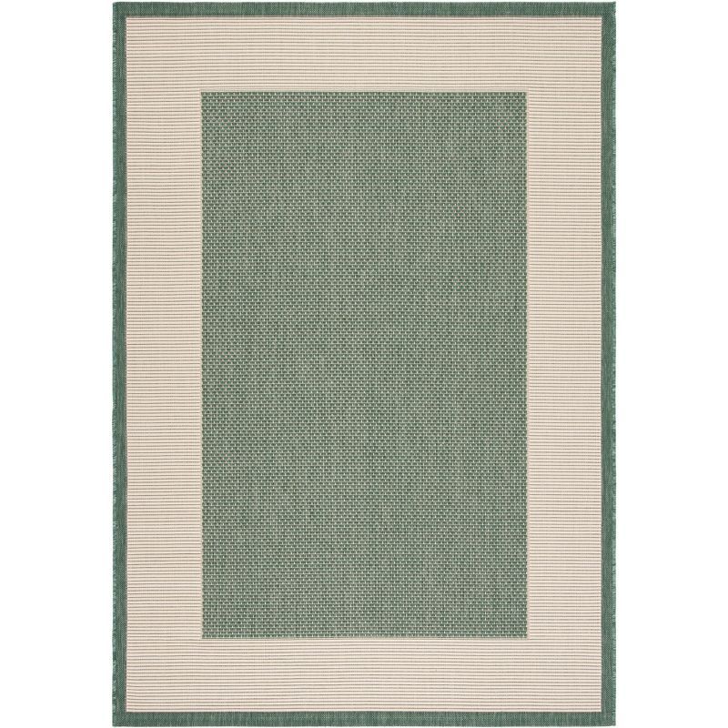 Dark Green and Beige Rectangular Reversible Synthetic Area Rug