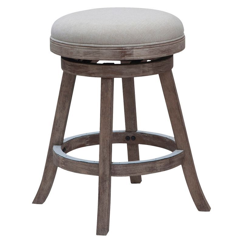 24" Driftwood Backless Swivel Counter Stool with Linen Seat