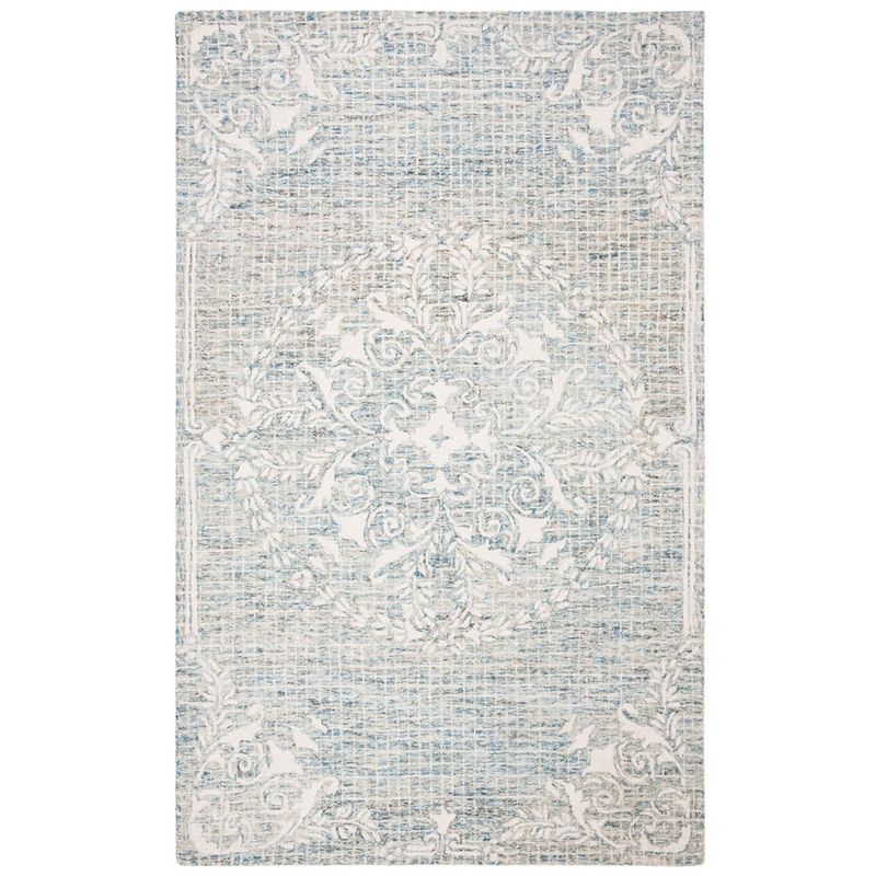 Handmade Light Blue Abstract Wool & Viscose 6' x 9' Area Rug