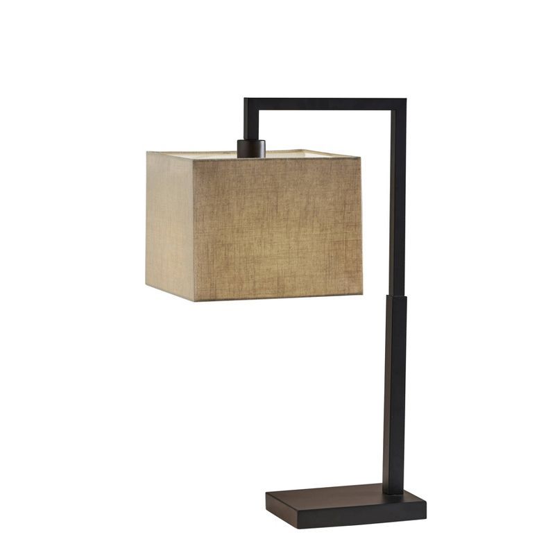 Richard Black Metal Table Lamp with Beige Fabric Shade