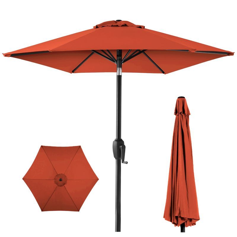 Rust Hexagon Market Patio Umbrella with Crank Lift and Tilt