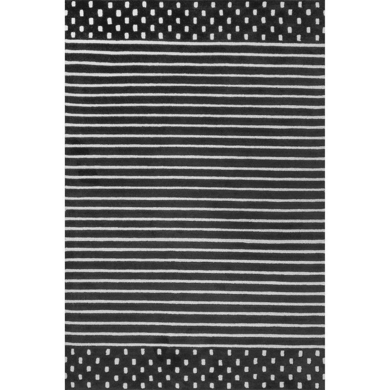 Charcoal Stripe 8' x 10' Hand-Tufted Wool Area Rug