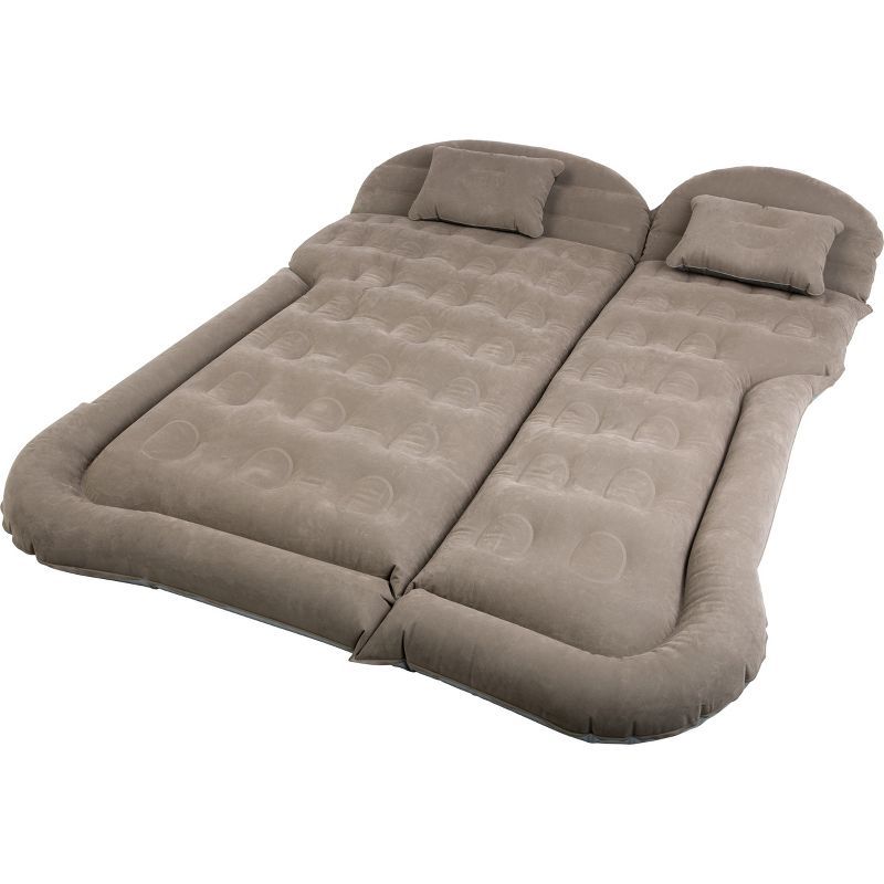 Gray Inflatable Car Air Mattress with Pump and Pillows