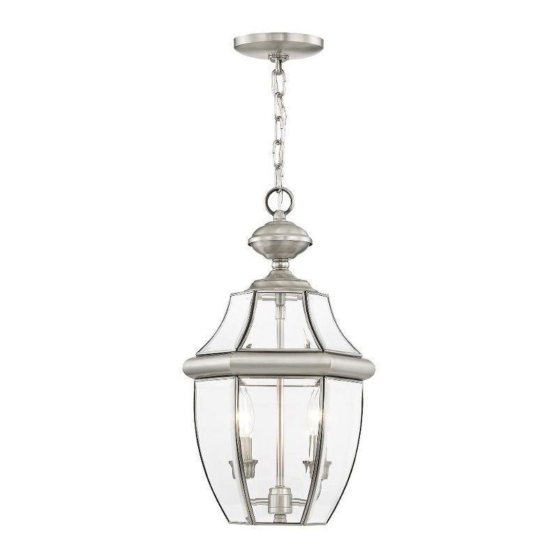 Monterey 19" Brushed Nickel Glass Outdoor Pendant Lantern