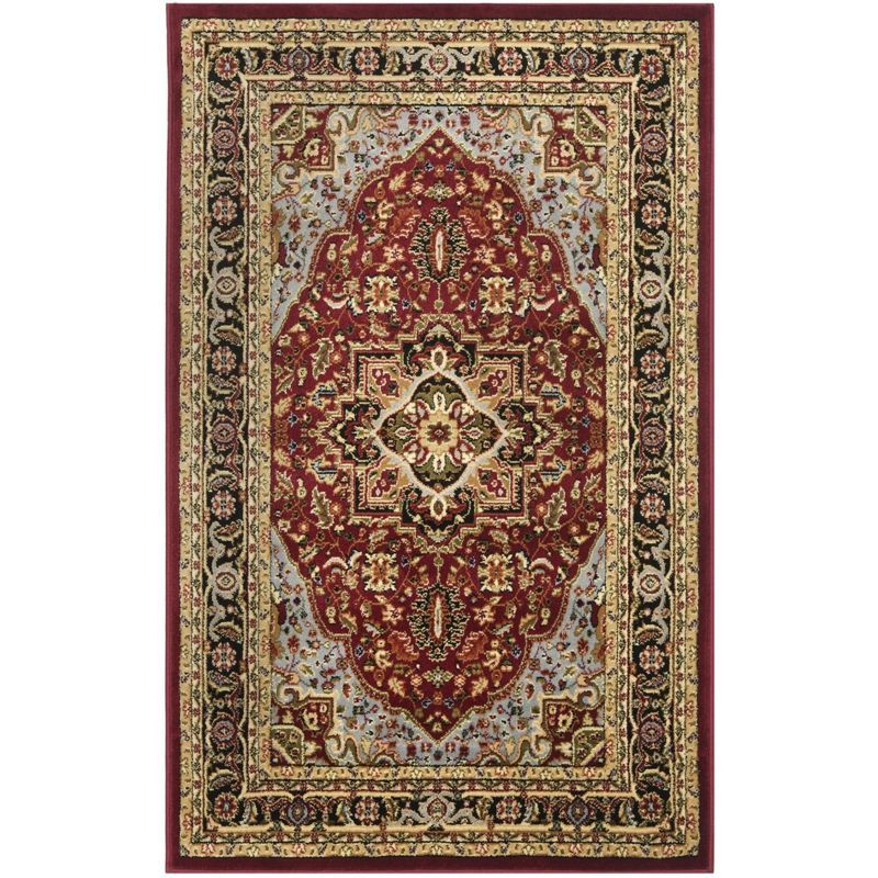 Lyndhurst Red and Black Floral Synthetic Area Rug 3'3" x 5'3"